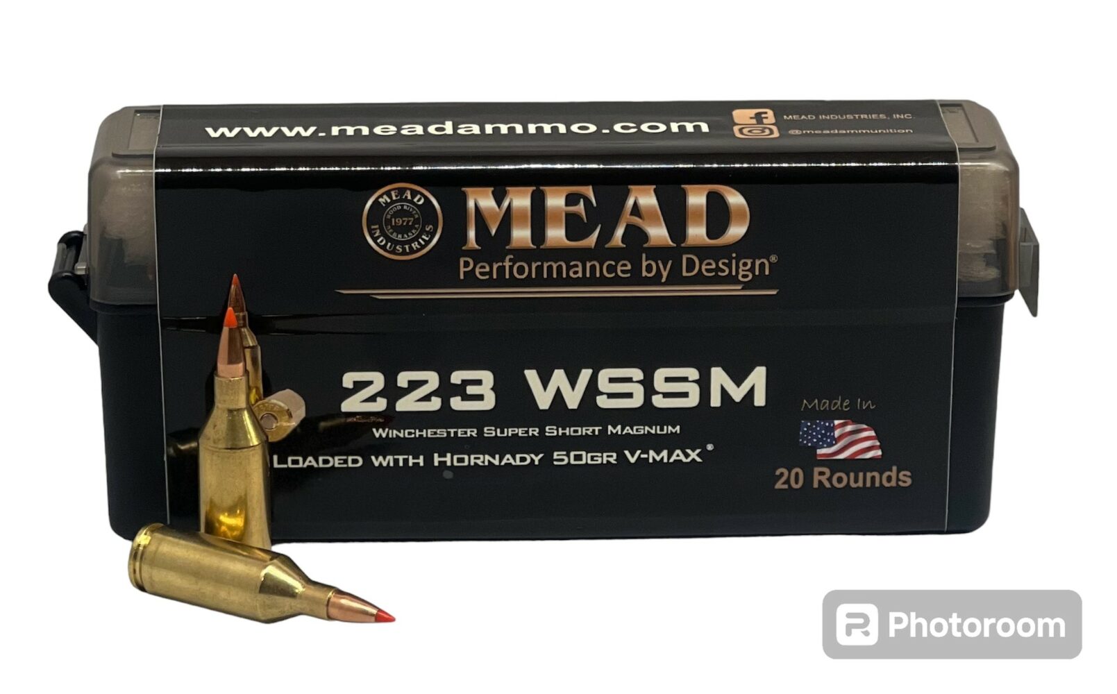 MADE IN THE USA!! .223 WSSM Hornady 50gr V-Max!! Free Ammo Box!! | Mead ...