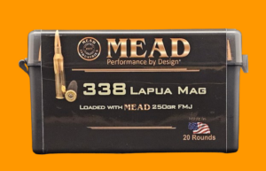 MADE IN USA!! Mead 338 Lapua Magnum 250gr FMJ, Factory Seconds!! 20 round box! Free Ammo Box!