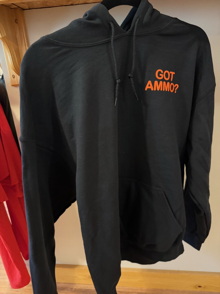 MEAD GOT AMMO? FRONT-TATTERED FLAG BACK BLACK HOODIE